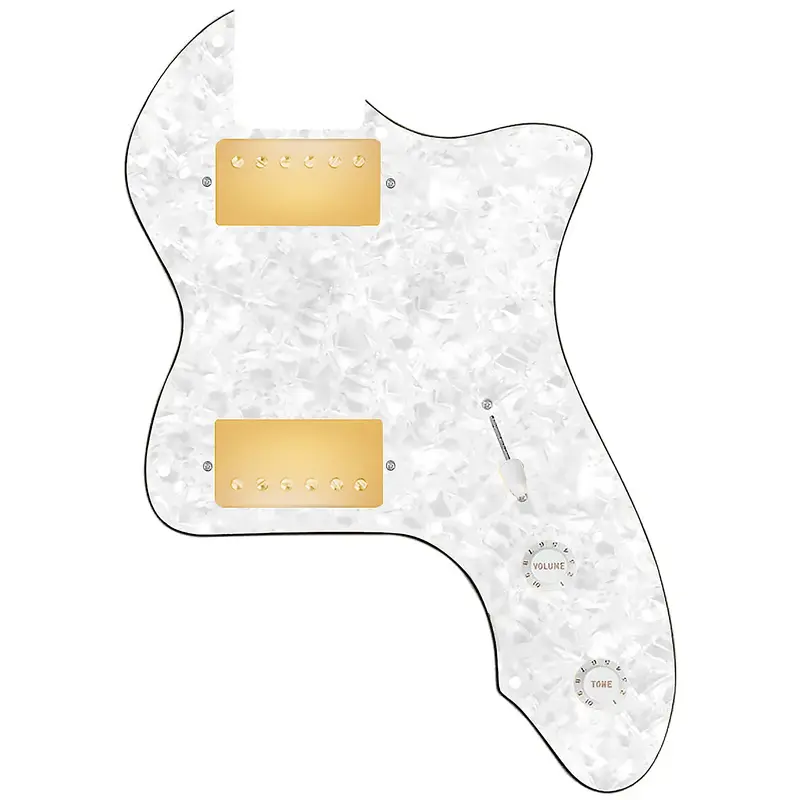 920D Custom 72 Thinline Tele Loaded Pickguard With Gold Roughneck Humbuckers and White Knobs