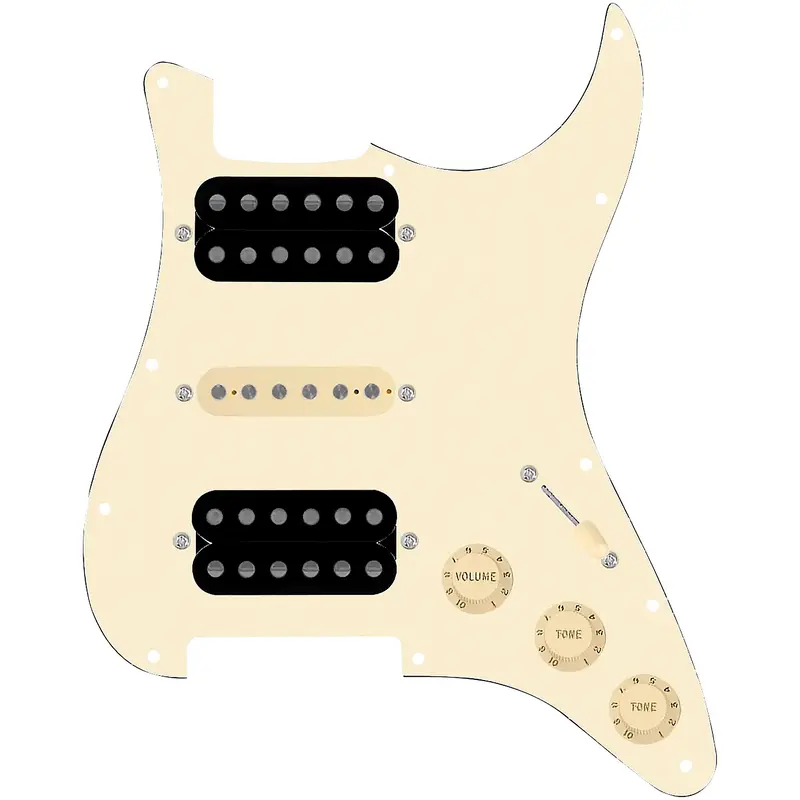 920D Custom HSH Loaded Pickguard for Stratocaster With Uncovered Smoothie Humbuckers, Aged White Texas Vintage Pickups and S5W-HSH Wiring Harness