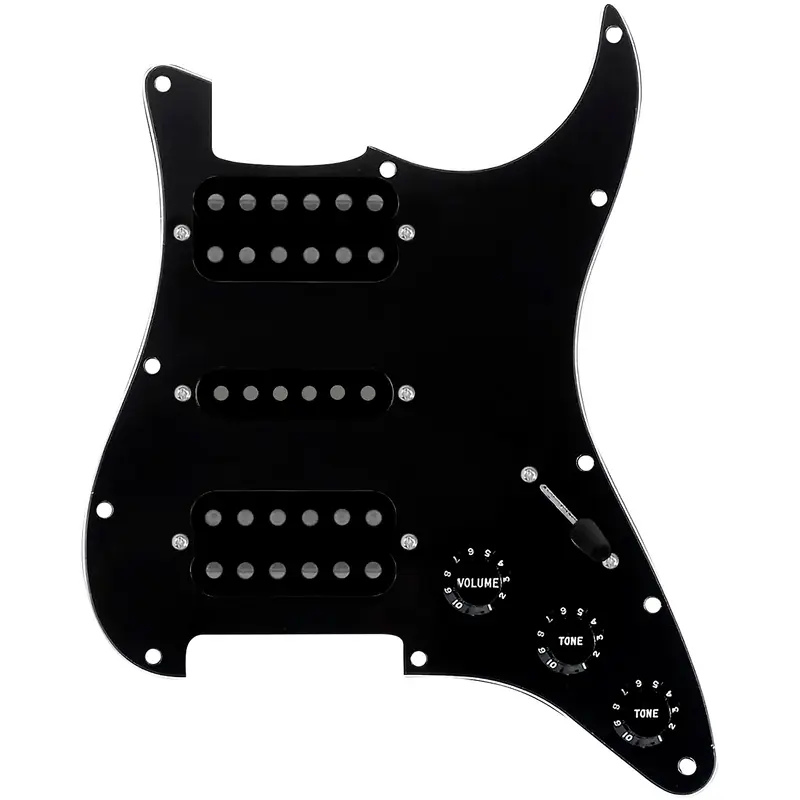 920D Custom HSH Loaded Pickguard for Stratocaster With Uncovered Smoothie Humbuckers, Black Texas Vintage Pickups and S5W-HSH Wiring Harness