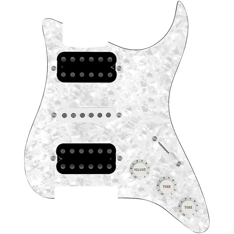920D Custom HSH Loaded Pickguard for Stratocaster With Uncovered Smoothie Humbuckers, White Texas Vintage Pickups and S5W-HSH Wiring Harness