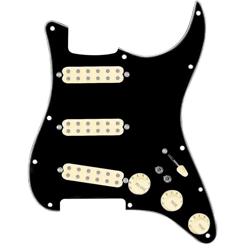920D Custom Polyphonic Loaded Pickguard for Strat With Aged White Pickups & Knobs and S7W-2T Wiring Harness