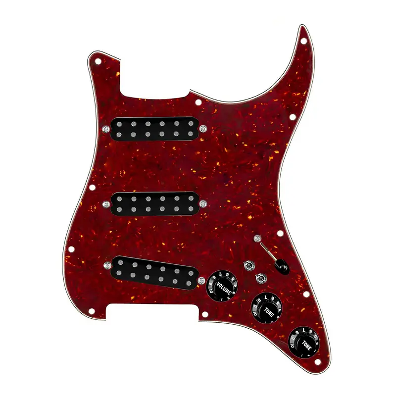 920D Custom Polyphonic Loaded Pickguard for Strat With Black Pickups & Knobs, and S7W-2T Wiring Harness