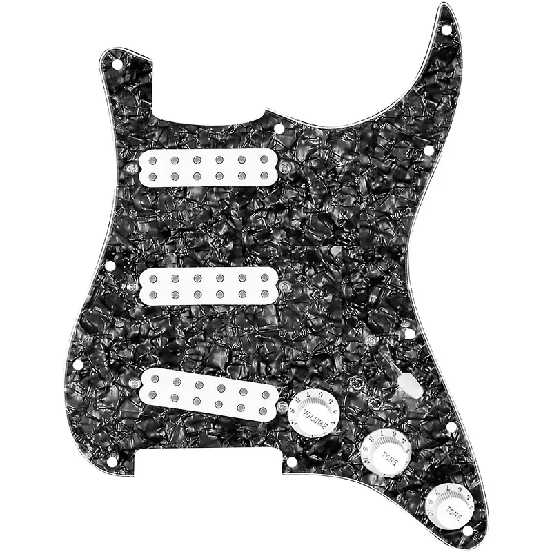 920D Custom Polyphonic Loaded Pickguard for Strat With White Pickups and Knobs and S7W-2T Wiring Harness