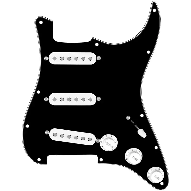 920D Custom Generation Loaded Pickguard For Strat With White Pickups and Knobs and S5W-BL-V Wiring Harness