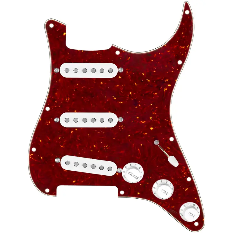 920D Custom Generation Loaded Pickguard For Strat With White Pickups and Knobs and S7W Wiring Harness