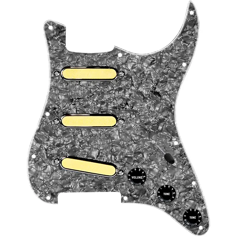 920D Custom Gold Foil Loaded Pickguard For Strat With Black Pickups and Knobs and S5W-BL-V Wiring Harness