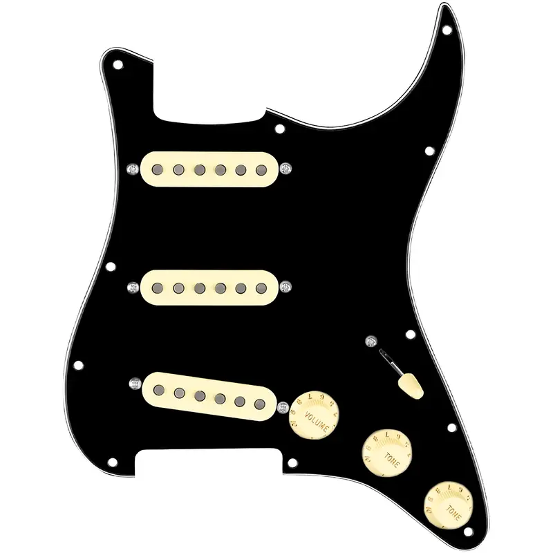 920D Custom Texas Grit Loaded Pickguard for Strat With Aged White Pickups and Knobs and S5W-BL-V Wiring Harness