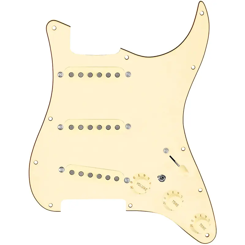 920D Custom Texas Grit Loaded Pickguard for Strat With Aged White Pickups and Knobs and S7W-MT Wiring Harness