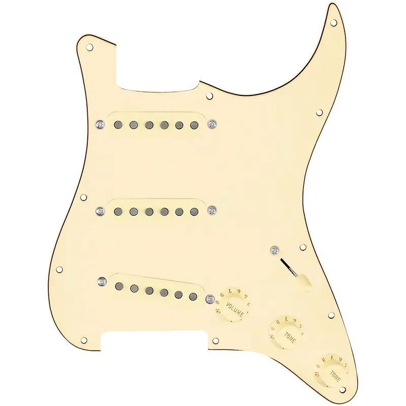920D Custom Texas Grit Loaded Pickguard for Strat With Aged White Pickups and Knobs and S7W Wiring Harness