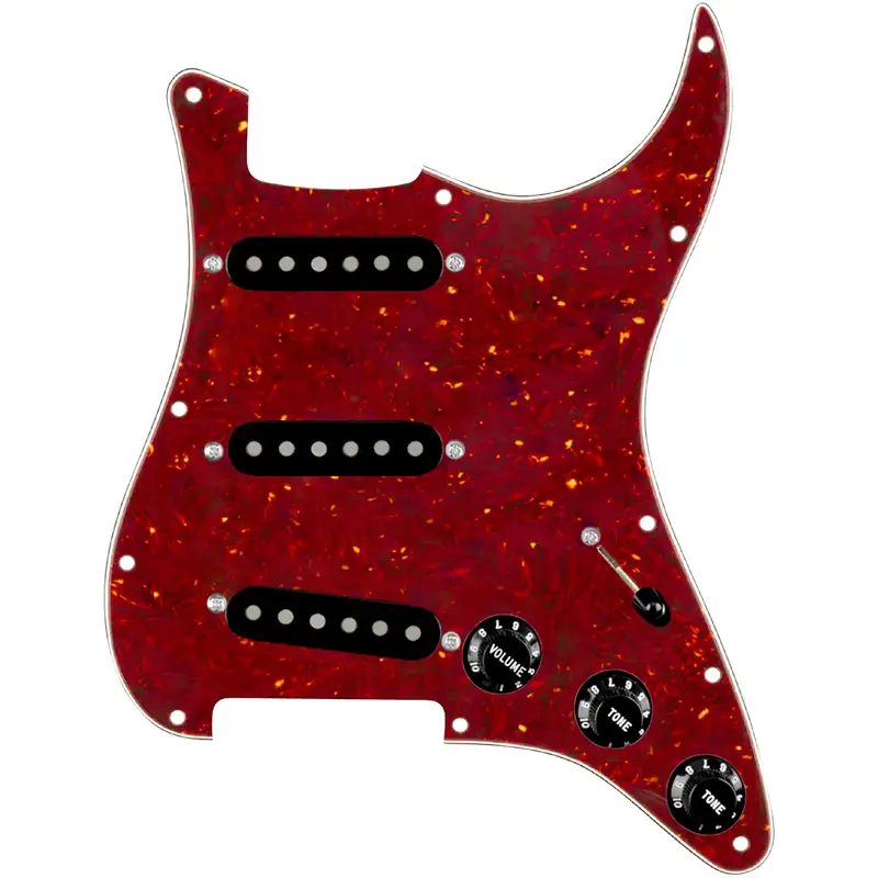 920D Custom Texas Grit Loaded Pickguard for Strat With Black Pickups and Knobs and S5W Wiring Harness