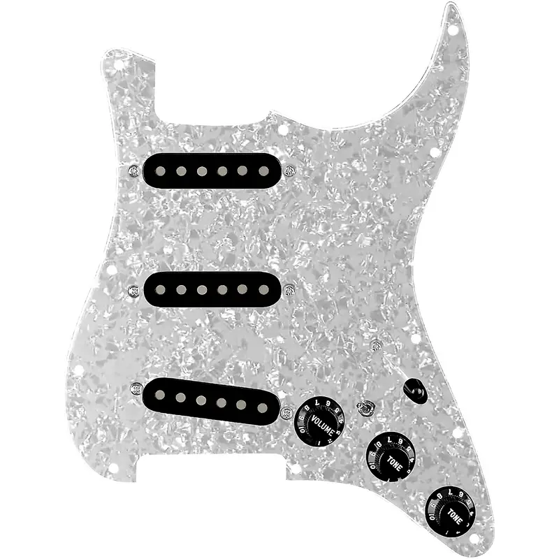 920D Custom Generation Loaded Pickguard for Strat With Black Pickups & Knobs, S7W Wiring Harness