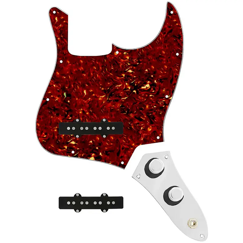 920D Custom Jazz Bass Loaded Pickguard With Groove (Modern) Pickups and JB-CON-CH-BK Control Plate