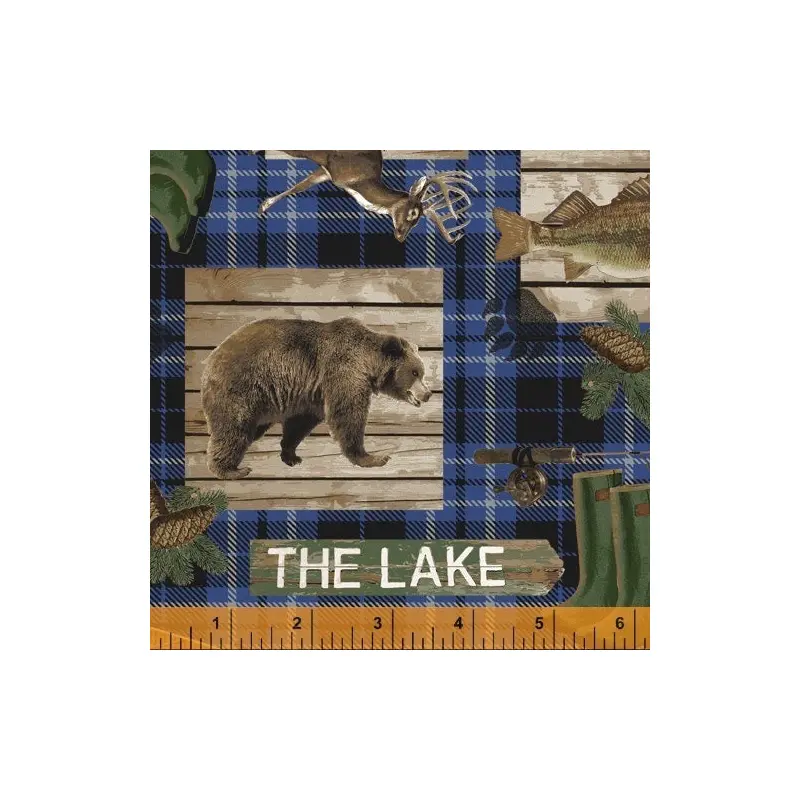 Lake House Whistler Studios 51907-2 Blue Lake House Plaid Cotton