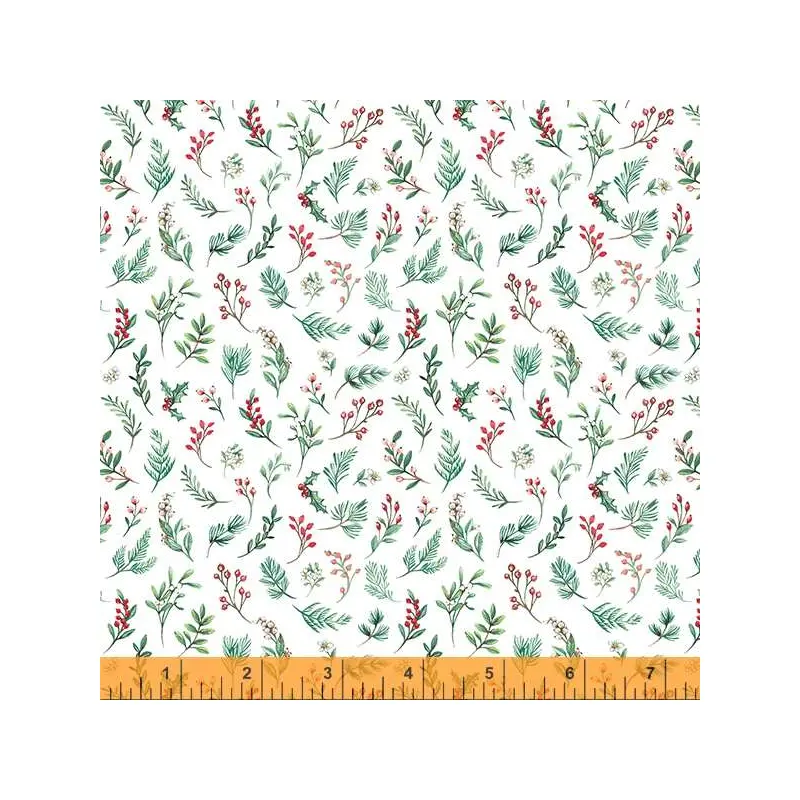 Noel 53048-1 White Boughs Of Holly Cotton
