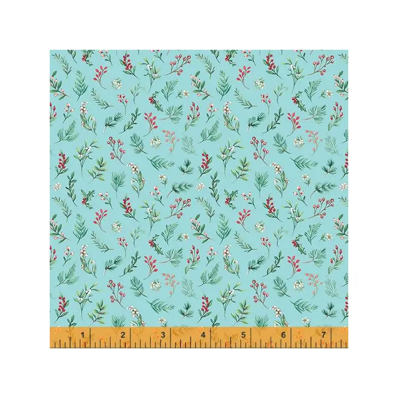 Noel 53048-2 Aqua Boughs Of Holly Cotton