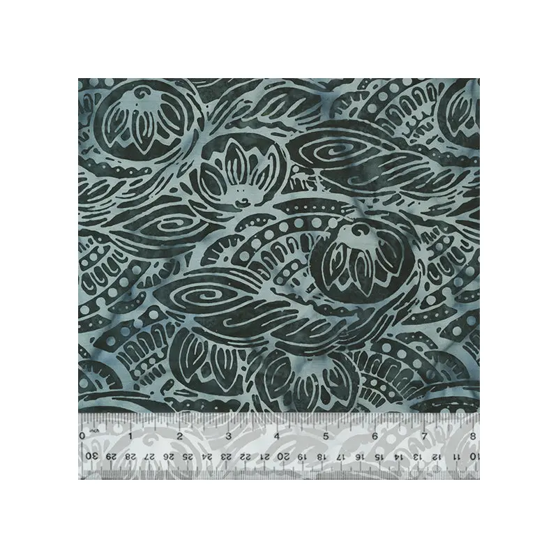 Noir Baliscapes 2539Q-X Granite Packed Lotus Batik Cotton