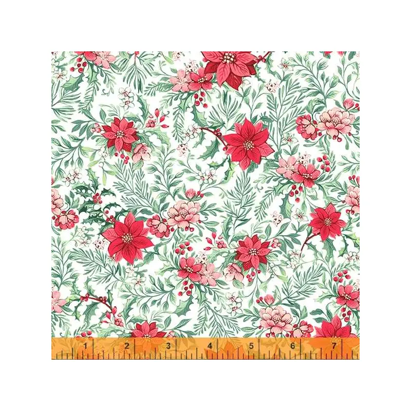 Noel 53046-1 White Poinsettias Abloom Cotton