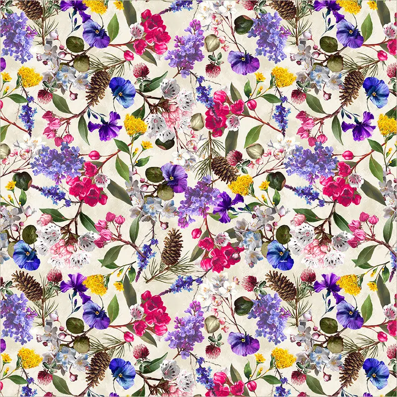 New England Shop Hop 2026 Whistler Studios 55485D-6 Ivory State Flowers Cotton