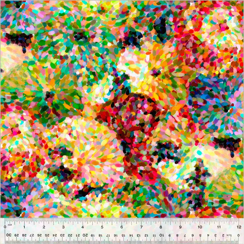 108" Quilt Back Whistler Studios 51464D-X Multi Impressionist Floral Cotton