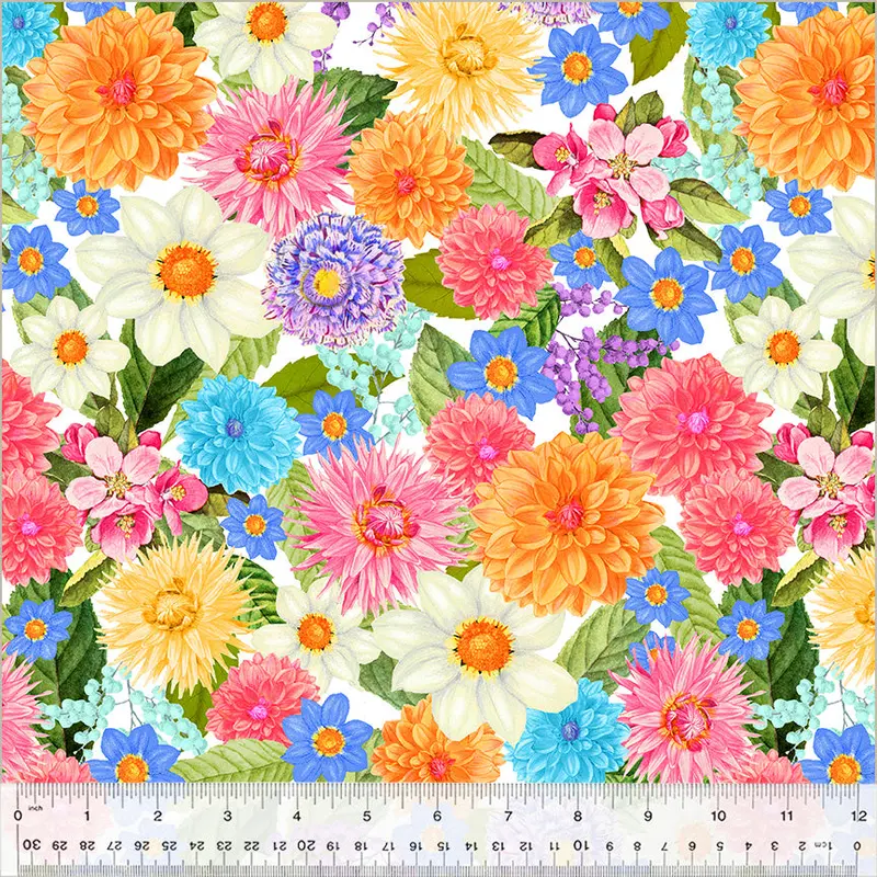 108" Quilt Back Whistler Studios 52473D-X Multi Flower Bed Cotton
