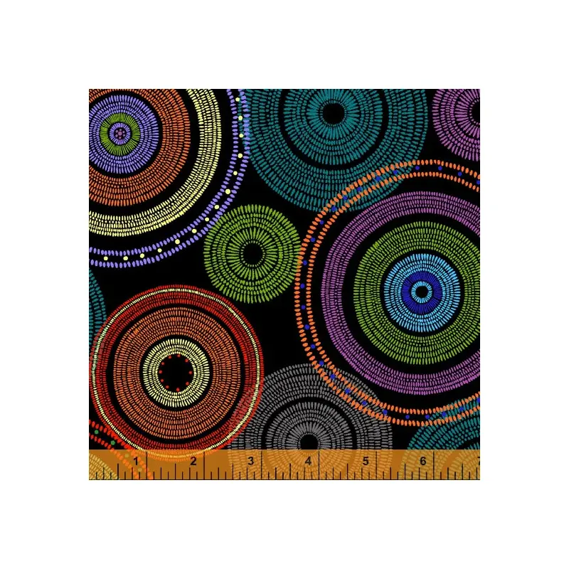 108" Quilt Back Whistler Studios 52474-1 Black Medallion Cotton