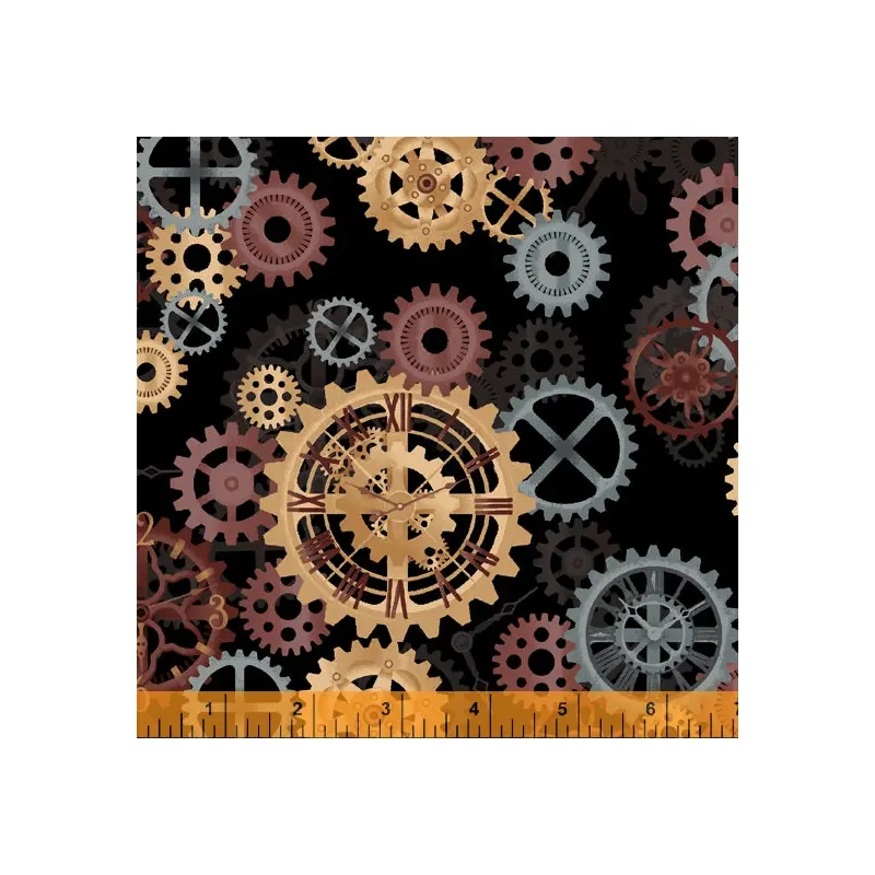 108" Quilt Back Whistler Studios 52475-1 Black Steampunk Cotton