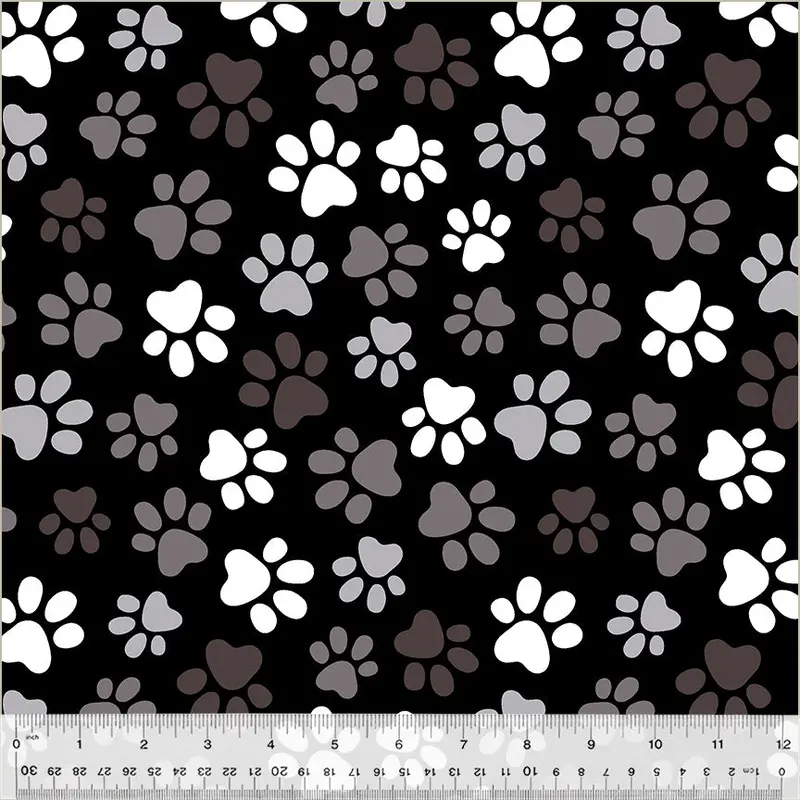 108" Quilt Back Whistler Studios 52476-1 Black Paws Cotton