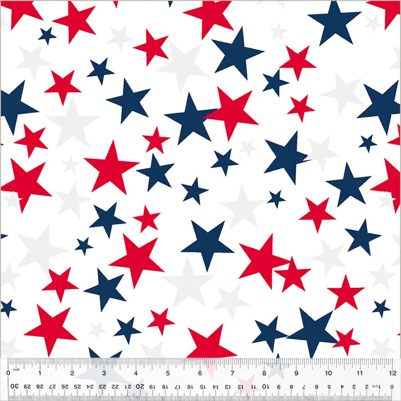 108" Quilt Back Whistler Studios 52477-2 White Patriotic Stars Cotton