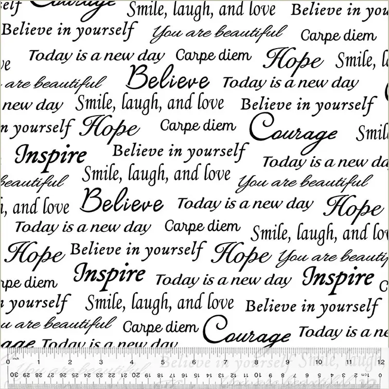 108" Quilt Back Whistler Studios 41948-5 White Inspirational Words Cotton