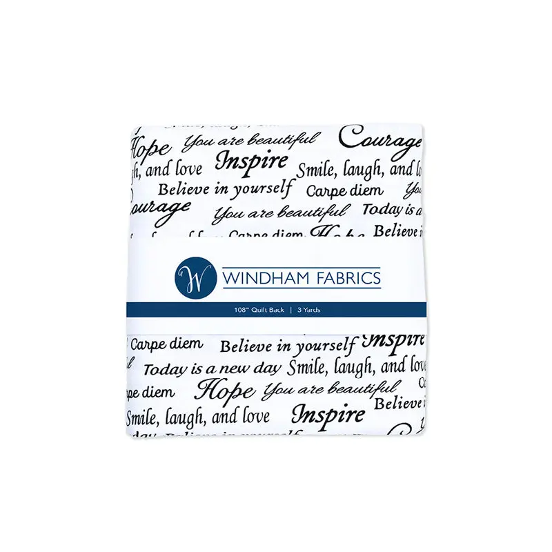 108" Quilt Back Whistler Studios 41948-PC5 White Inspirational Words  (3Yd Precut) Cotton