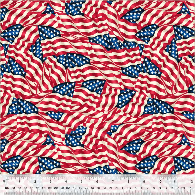 108" Quilt Back Whistler Studios 42465-X Multi Flags Cotton