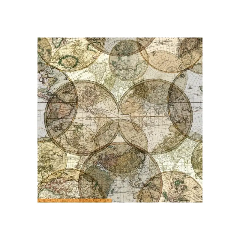 108" Quilt Back Whistler Studios 51386D-X Multi World Globes 108" Cotton