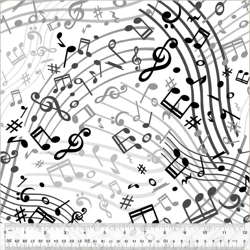 108" Quilt Back Whistler Studios 51460-1 White Music Cotton