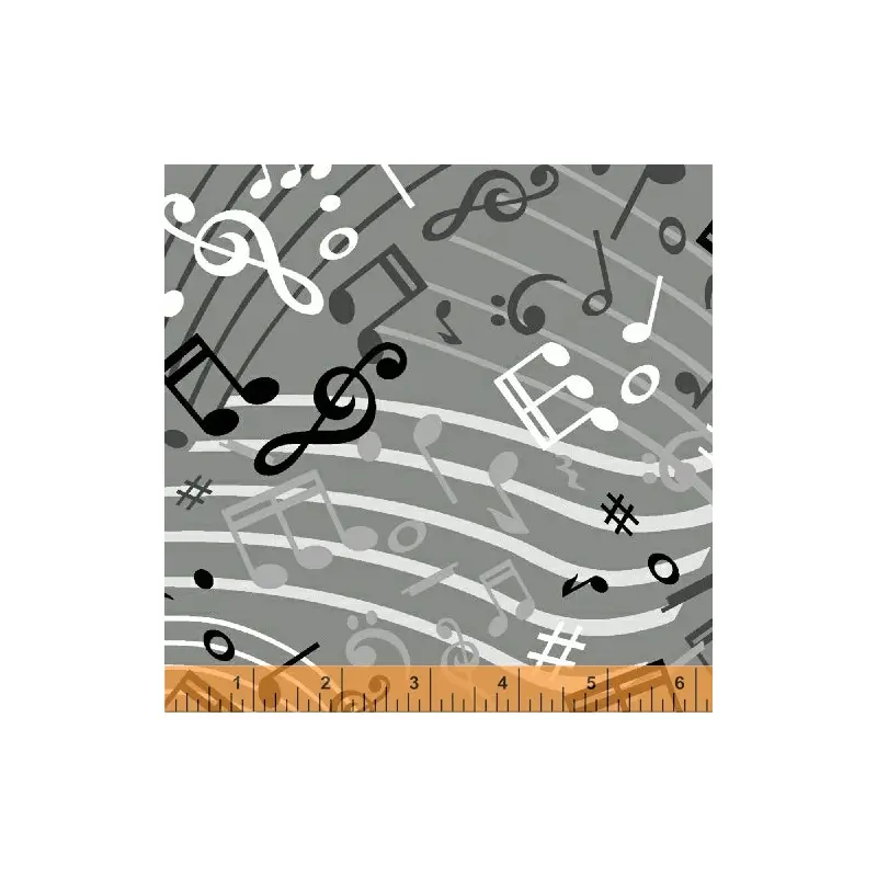 108" Quilt Back Whistler Studios 51460-2 Grey Music Cotton