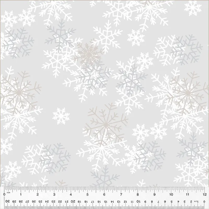 108" Quilt Back Whistler Studios 51461-1 Light Grey Snowflakes Cotton
