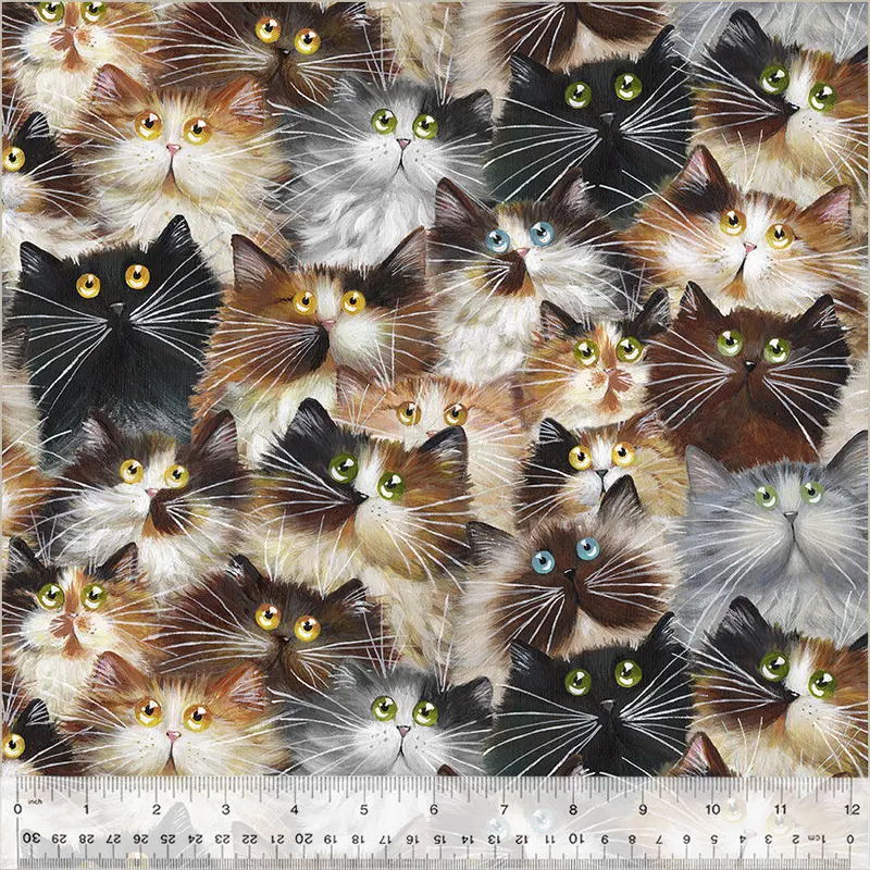 108" Quilt Back Kim Haskins 54281W-1DES Fur Cat Pack Cotton
