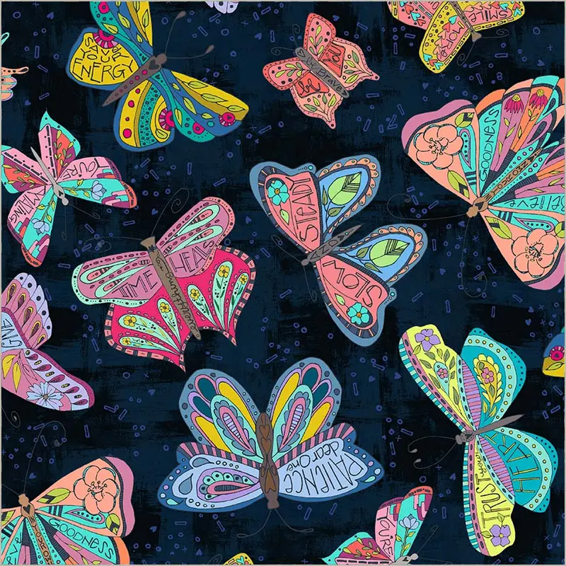 108" Quilt Back Kori Turner Goodhart 54702W-1DES Ink Flutter Cotton