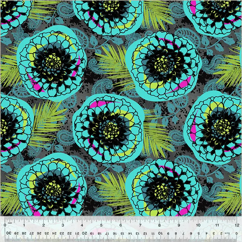 108" Quilt Back Natalie Barnes 52791W-2DES Charcoal Our House Cotton