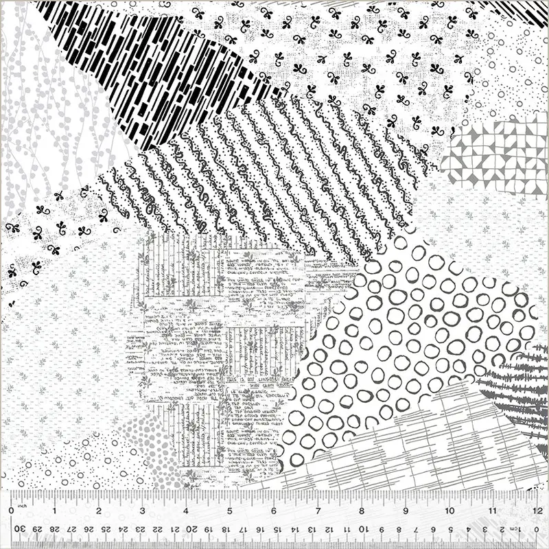 108" Quilt Back Natalie Barnes 52889W-1DES White Maker's Collage Cotton