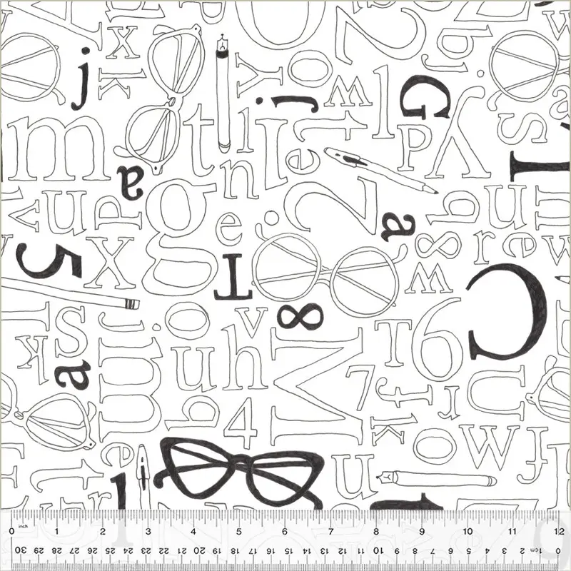 108" Quilt Back Sara Fielke 50171-3 White Word Play Cotton