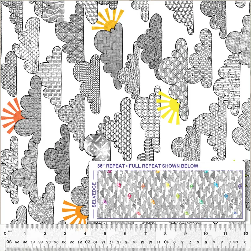 108" Quilt Back Shayla Wolf 52890W-2DES White Head In The Clouds Cotton