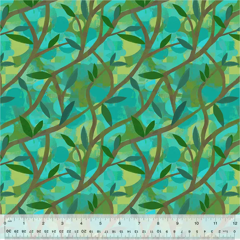 108" Quilt Back Gareth Lucas 53939DW-1DES Teal Growing Tree Cotton