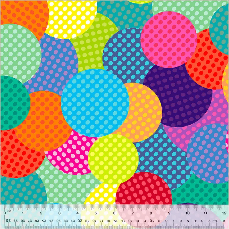 108" Quilt Back Heather Givans Of Crimson Tate 54247DW-1DES Rainbow Fun Polka Pals Cotton