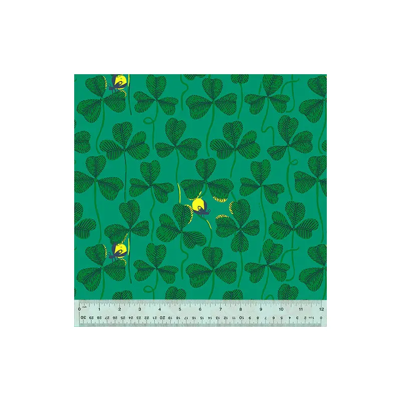 108" Quilt Back Heather Ross 53434W-1DES Green Fireflies Cotton