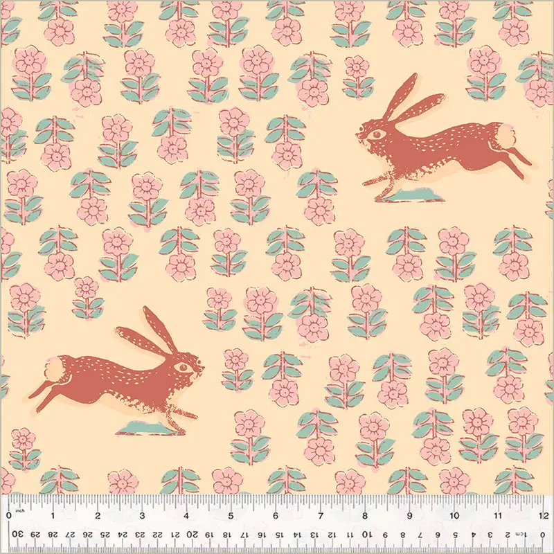 108" Quilt Back Heather Ross 54542W-1DES Blush Rabbit Cotton