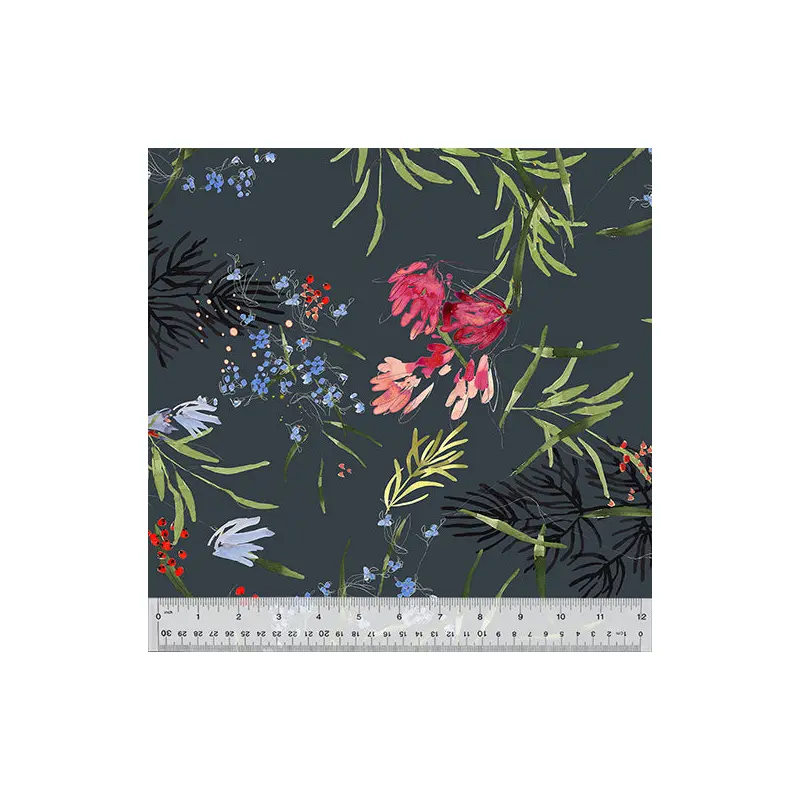 108" Quilt Back Kelly Ventura 53585DW-1DES Slate Meadow Floral Cotton