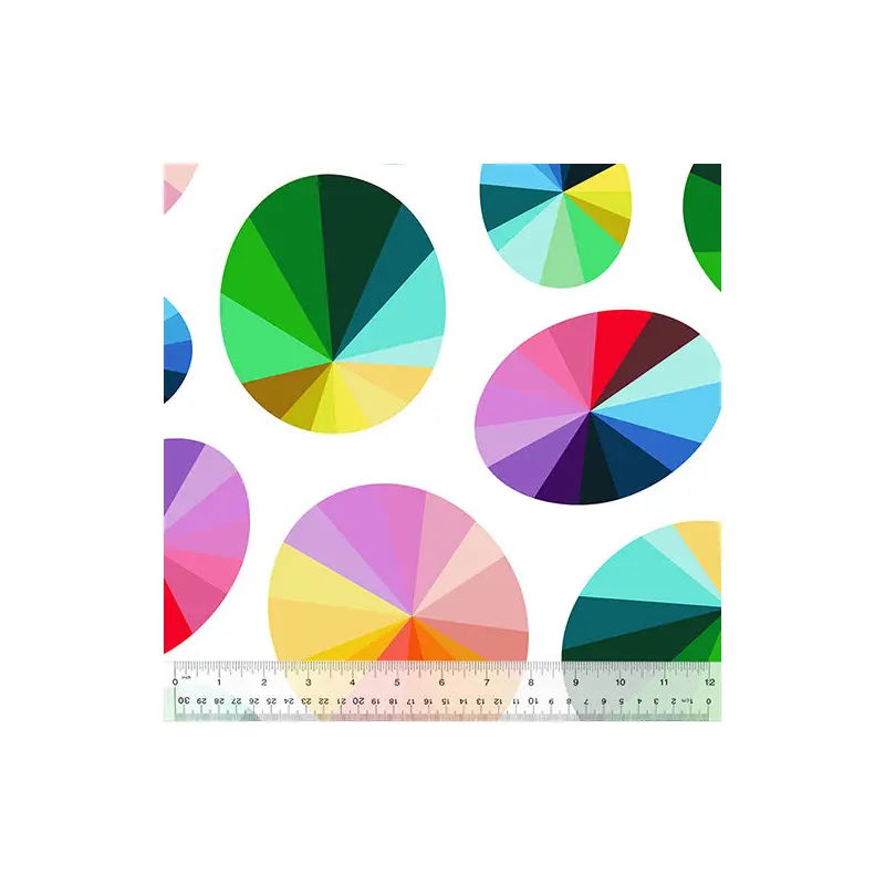 108" Quilt Back Annabel Wrigley 53583DW-1DES White Color Wheels Cotton