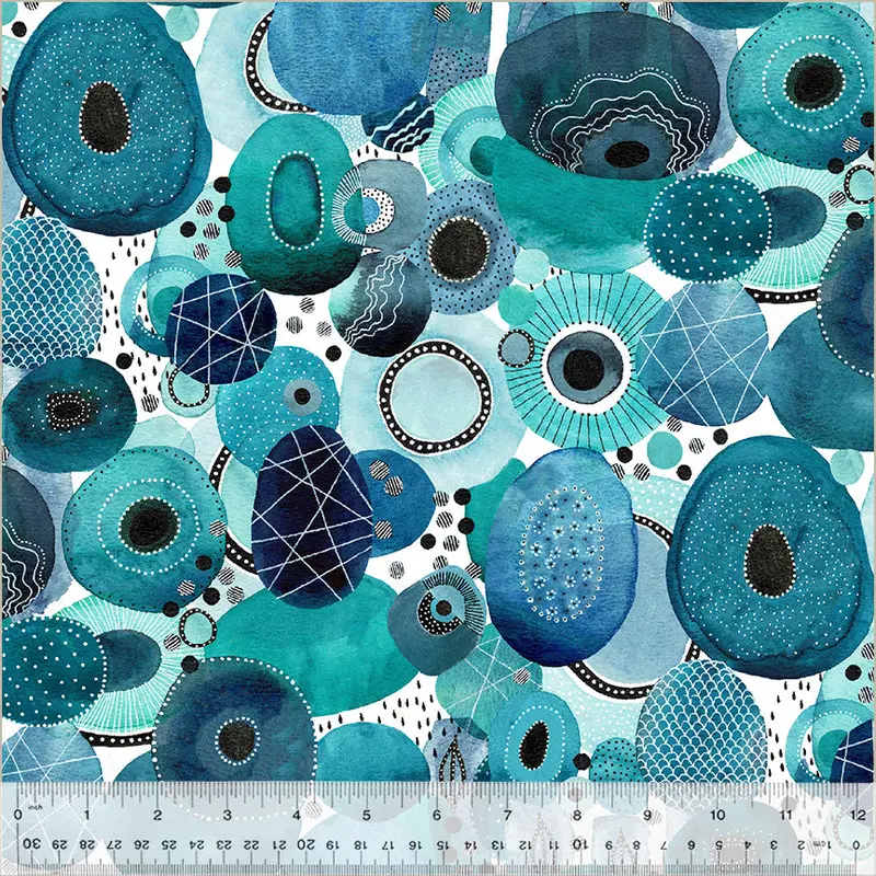 108" Quilt Back Essoldo Design 54032DW-1DES Aqua Genesis 108 Cotton