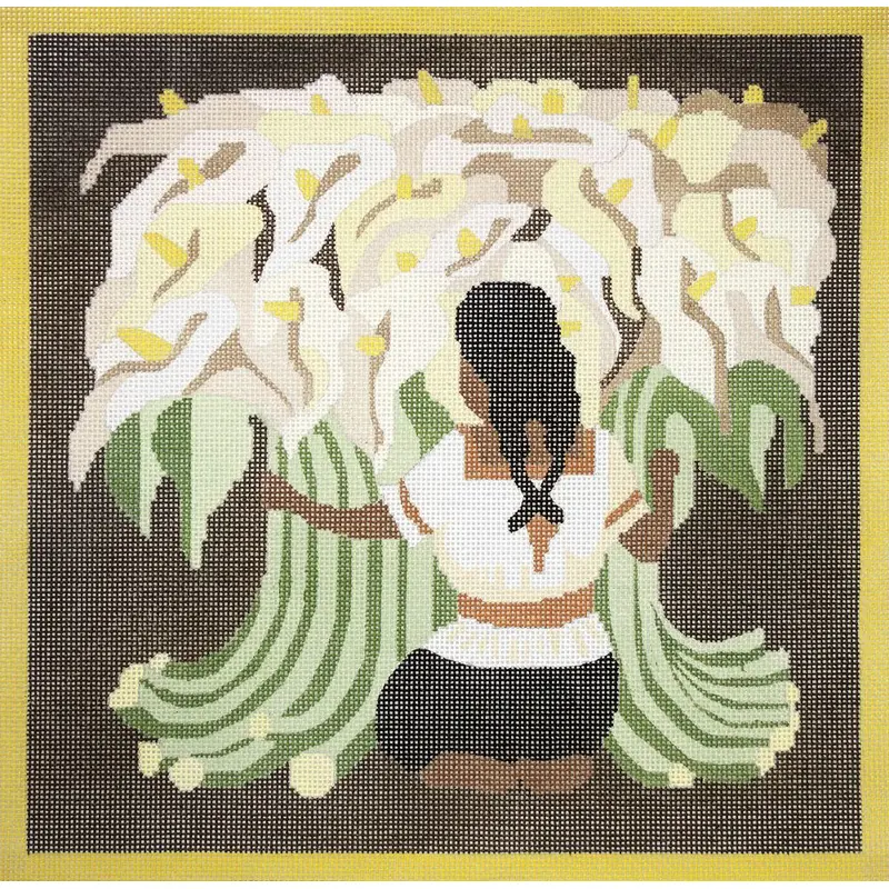 Changing Woman Designs Diego Rivera Girl with Lilies Needlepoint Canvas