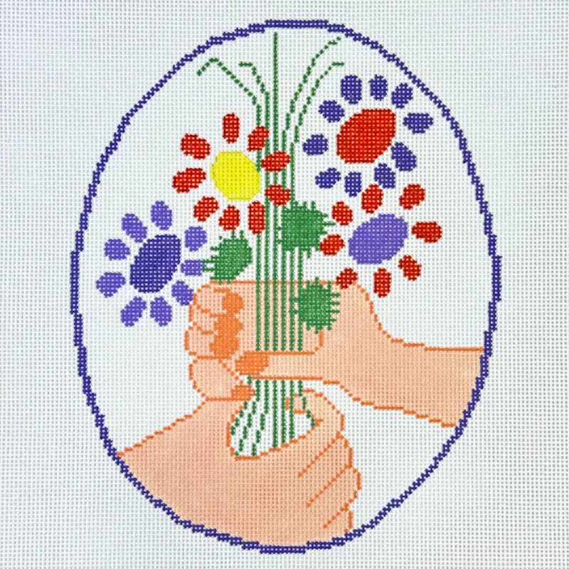 Changing Woman Designs Handful of Flowers Oval Needlepoint Canvas
